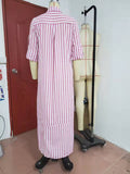 Women's Retro Striped Lapel Loose Casual Dress