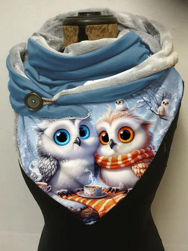 Winter Owl Print Casual Scarf Shawl