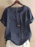 Loose Simple Solid Color Top Blue / M