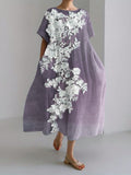 Elegant 3D Floral Embroidered Linen Blend Maxi Dress