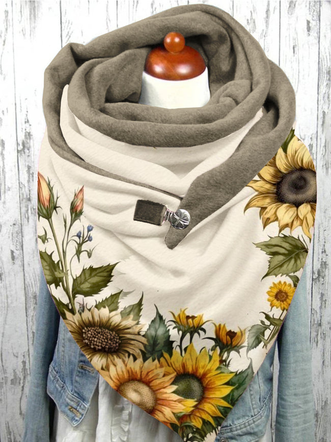 Sunflower Print Casual Scarf Shawl