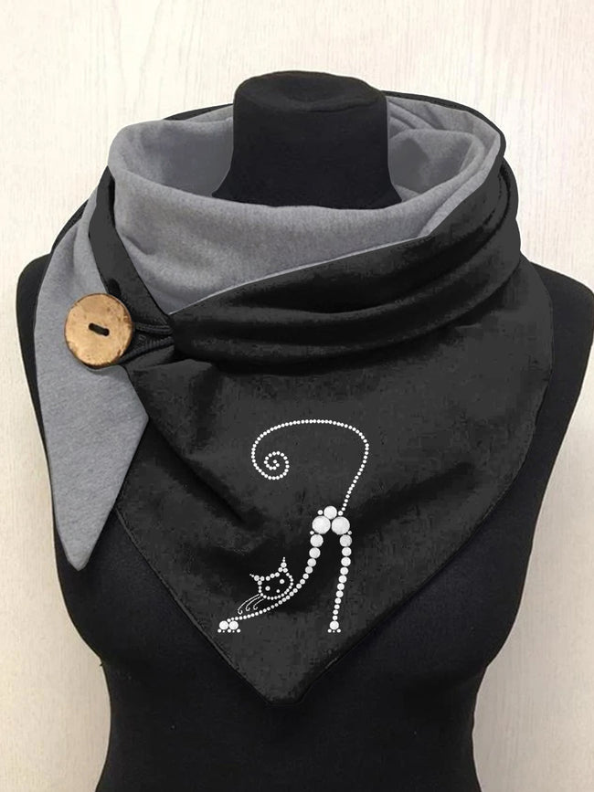 Silhouette Cat Art Casual Scarf Shawl