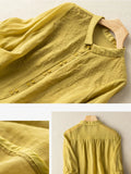 Embroidered Half Sleeve Casual Linen Shirt Top