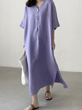 Women’s Casual Elegant Cotton Dress Purple / S