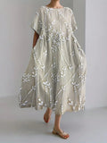 Women’s Floral Lace Print Casual Dress Khaki / S