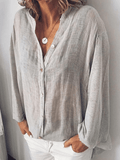 Women’s Loose Casual Cotton Linen Long Sleeve Shirt