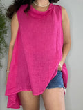 Women’s Linen Loose Sleeveless Top Fuchsia / S