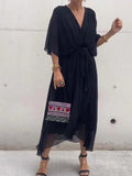 Stylish And Elegant V-Neck Chiffon Dress Black / S (Us 6-8)