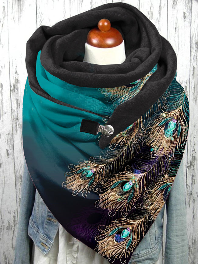 Peacock Feather Print Casual Scarf Shawl