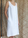 Women’s Linen Sleeveless Button Dress