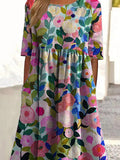 Colorful Spring Floral Garden Printed Women’s Pocket Cotton Dress