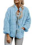 Women’s Solid Color Cotton Jacket With Pockets Lightblue / S