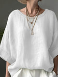 Women’s Solid Color Loose Elegant Casual Cotton And Linen Shirt