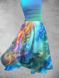 Women's Vintage Art Ombre Print Art Dress