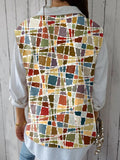 Women’s Retro Colorful Geometric Print Versatile Knitted Vest