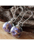 Women’s Dandelion Earrings Purple Forget-Me-Not + Silver French Ear Hook Pair / Onesize