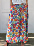 Vibrant Spring Garden Seamless Repeat Pattern Printed Women’s Linen Pocket Skirt