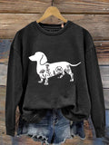 Funny Dachshund Print Casual  Sweatshirt