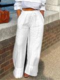 Women’s Vacation Loose Long Wide Leg Linen Cotton Pants