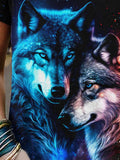 Women's Artistic Design Wolf Stars Casual  T-shirt