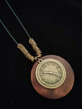 Women’s Ethnic Style Wood And Alloy Long Chain Necklace Clocka / Onesize