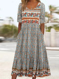 Boho Floral Print Loose Flowy Long Dresses Multicolor3 / S