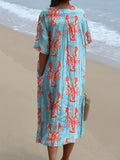 Lobster Repeat Pattern Printed Women’s Flowy Dress