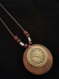 Women’s Ethnic Style Wood And Alloy Long Chain Necklace Clock / Onesize