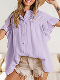 Women’s Summer Ruffle Sleeve Blouse Purple / S