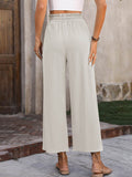 Women’s Solid Color Loose Elegant Casual Simple Cotton And Linen High Waist Wide Leg Pants