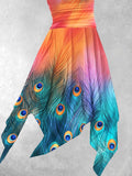 Women's Peacock Feather Art Maxi Dress