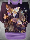 Women's Animal Butterfly Art Design Two Piece Suit Top