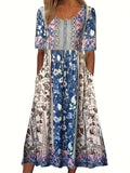 Boho Floral Print Loose Flowy Long Dresses