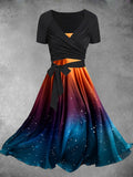 Women's Gradient Starry Sky Artistic Abstraction Two Piece Dress