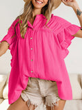 Women’s Summer Ruffle Sleeve Blouse Pink / S