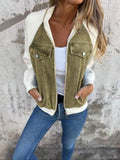 Women’s Denim Patchwork Casual Jacket Olive / S