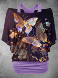 Women's Animal Butterfly Art Design Two Piece Suit Top