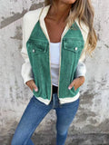 Women’s Denim Patchwork Casual Jacket Green / S