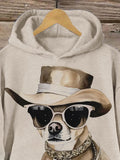 Funny Dog Art Print Casual Hoodie Sweatshirt