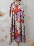 Women’s Retro Assorted Floral Print Pocket Cotton Dress