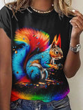 Squirrel Rainbow Artistic Casual T-shirt