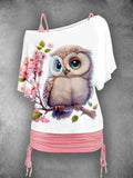 Women's  Owl Flower Two Piece Suit Top