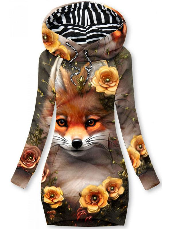 Women's Cute Fox Art Print Casual Sweatshirt
