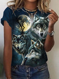 Women’s Summer Wolf Art Casual T-Shirt Colorful / S