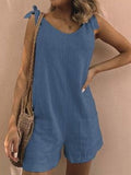 Women’s Cotton And Linen Patch Pocket Dungaree Blue / S