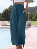 Women's Solid Color Loose Elegant Casual Simple Cotton And Linen Pants