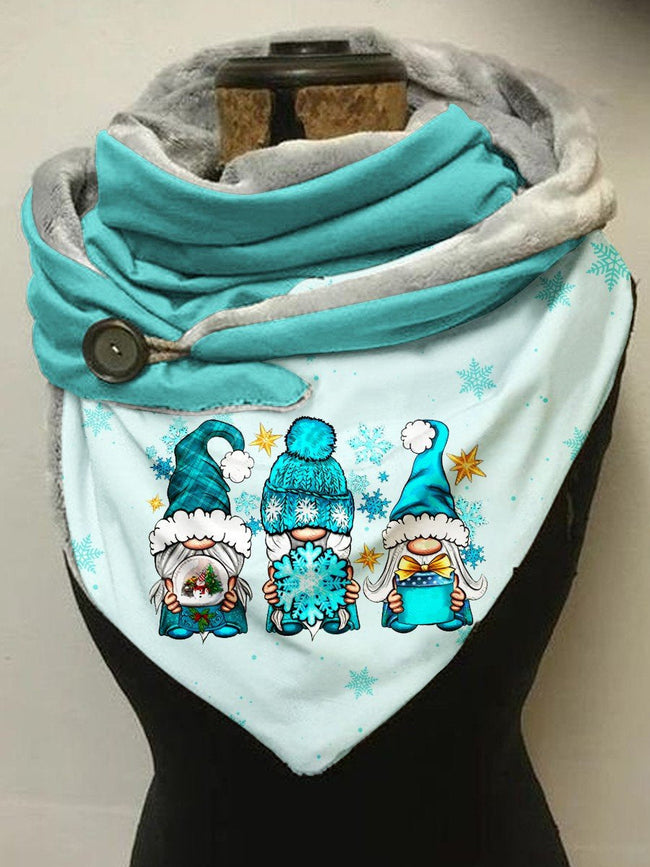 Christmas Gnome Thermal Fleece Casual Scarf And Shawl Colorful / Onesize