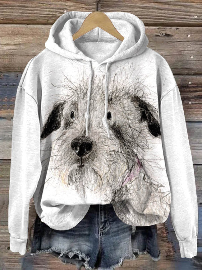 Funny Dog Portrait Art Print Casual Hoodie