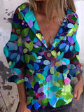 Summer Forest Art Printed Women’s Linen And Cotton Pocket Coat Multicolor / S