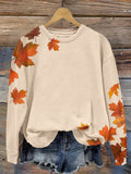 Women's Maple Leaf Print Casual Long Sleeve Sweatshirt